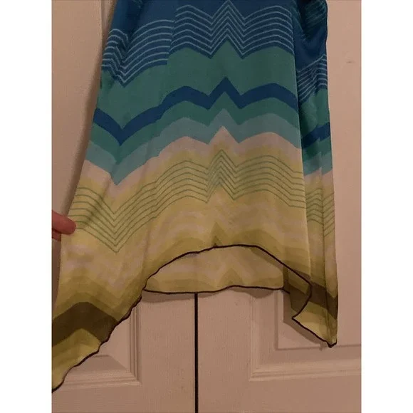 HeartSoul HS Asymmetrical Boho Crochet Sleeveless Blouse Striped M Medium - Picture 10 of 10